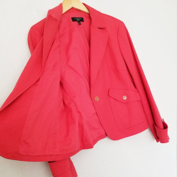 Talbots Cotton Linen Blend Blazer Jacket Women 12P Red Coral Single Button $169 - Picture 11 of 16